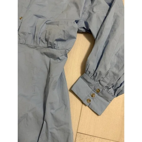 NWT Anthropologie Maeve Poplin Mini Shirt Dress Sz XL Sky Blue Long Sleeve $148 - Picture 6 of 15